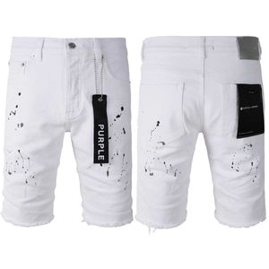 Lila märke denim shorts amerikanska high street vita färg prickar 5021