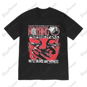 T-shirts masculina inseada novo padrão de máscara vermelha strt impressa slve punk harajuku camiseta casual y2k mass e camisa feminina T240425