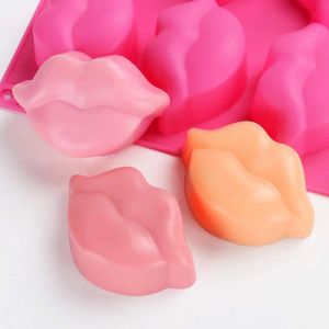 Ljus 3D Hot Lip Silicone Candle Mold Sexig röda läppar tvålharts Mögel handgjorda chokladkändarbakningar Diy Cake Tool Craft Gifts