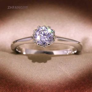 Band Rings Fashion Ring 925 Silver Jewelry Round Zircon Gemstone Finger Rfor Womens Wedding Engagement Promise Ceremony Newly Arrived J240429