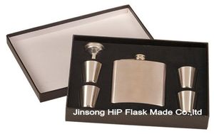 Food grade 6 oz personalized hip flask with 4 s glass black gift box4979173