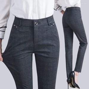 Women's Pants 2024 Plaid And Women Spring Autumn Suit Long High Waist Casual Straight Female Trousers M-7XL