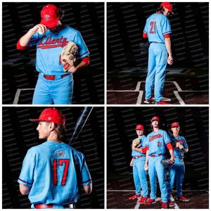 Jam Custom Liberty Powder Power Blue Baseball Jersey Double Sittched Nome and Number