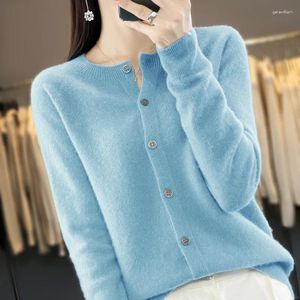 Women's Knits BELIARST Sweater 2024 Spring Wear Cardigan O-Neck Knitted Jacket Merino Wool Lined Ready To Tops