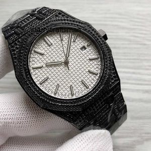Движение Watch VVS Ручная работа бриллиантовые часы Mens Automatic Mechanical 41 -мм сапфировые дамы черные бизнес -часы Montre de Luxe Ziio