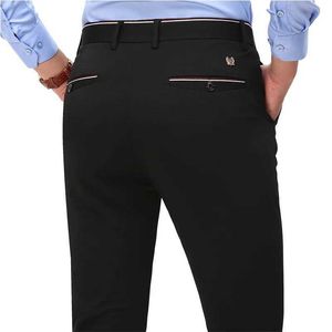 Męskie spodnie 2020 Zestaw mody MENS ELEGANT Sukienkę Solidny kolor swobodny spodnie Ultra cienki dopasowanie Czarny niebieski Q240429