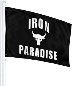 Iron Paradise Flags 3x5ft Sports Club Outdoor Hal Custom 3x5ft Printed Poliestone Podwójne szwy z mosiężnymi przelotkami4022534