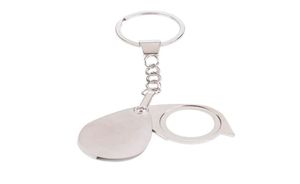 Nyckelringar handhållna loupe fällficka 10x15x Förstoringsstorningsglaslins med nyckelring Portable Metal Silver Color3475532