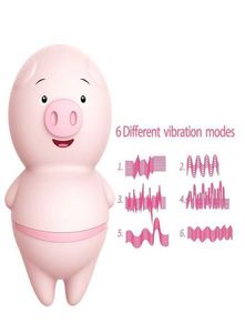 Lägen söta gris 6 vibratorer för kvinnor tungslickklitoris stimulering onanator nippel massager sex kvinnlig mini USB Q05251772901