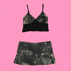 Röcke Camouflage Tree Branch Anzug Pendeln komfortable Freizeit Harajuku Y2k Short Top Sexy Streetwear Amerikanische Retro -Chic -Frauenrock