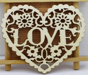 LOVE hearts shape wooden crafts with holes Wedding Decoration Laser Cut Wood Casamento Heart Embellishment Wooden Shape Craft WT074341588