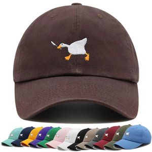 Ball Caps Bite Knife White Goose Baseball Hat Interest Embroidered Duck Dad Cotton Adjustable Unisex Q240429