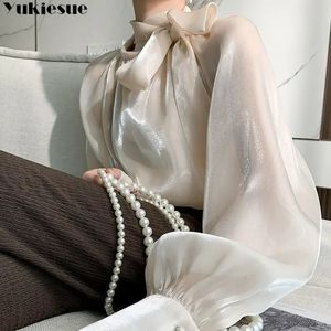 Eleganckie damskie koszule letnie bluzki swobodne kobiety topy kobiety biała koszula blusas bluzka z długim rękawem 240415