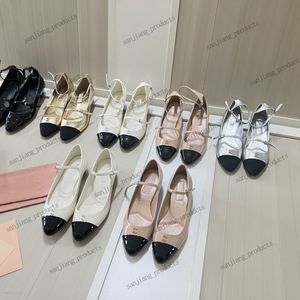 Klänningskor Sandaler Kvinna Summer Fashion Temperament Patent Leather Mary Jane Women Shoes Shallow Mouth Chunky Block High-Heeled Single Shoes Buckle Mm Miui Loafer