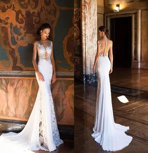 Milla Nova Mermaid Boho Wedding Dresses Sexig Sheer Neck Open Back Full Lace Wedding Dress Beach Brudklänningar Wed Dress Wed7411509