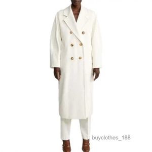 Women's Coat Cashmere Coat Designer Fashion Coat 101801 Klassisk dubbelsidig ull Loose Breasted Coat Women's White Maxmaras