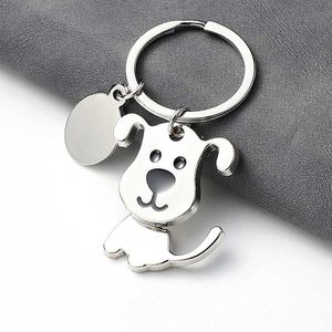 Keychains Lanyards Creative Cartoon Cat and Dog Metal Keychain Cute Animal Keychain Charming Pet Lover Presentväska Pendant Dekorativa tillbehör Q240429