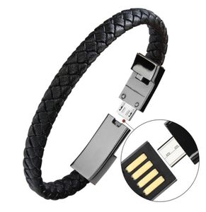 جلدي لبيانات الكبلات البرق للمعصم الشحن من أجل Apple Huawei USB Open Cuff Cuff Charger3008252