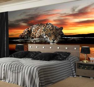 Popa de parede PO personalizada Animal Leopardo 3D Papel de parede de parede à prova d'água da sala de estar do mural teto da sala de arte do quarto da sala de arte decoração de casamento 4009845