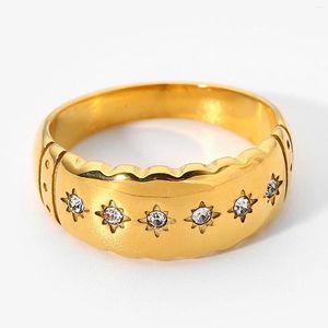 Cluster Rings Exquisite Bohemian Golden Wave Star Sun Declaration For Women