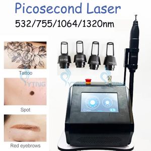 Pico Laser Picosecond Eyebrows Tattoo Removal Machine with 4 Tipa Skin Pigmentation Freckle Spot Removal Skin Rejuvenation