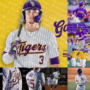 Бейсбольные майки Новый колледж бейсбол носит Cuatom NCAA LSU Tigers Baseball Jersey Алекс Брегман Брейден Джоберт Девин Фонтенот Зак Матис Дилан Экипаж Tre Mor 206t