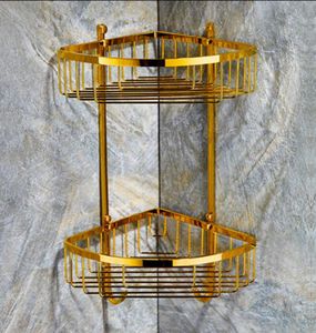 Golden Bathroom Corner Shower Caddy Basket Storage TIPVD Gold Bathroom Rack6134739