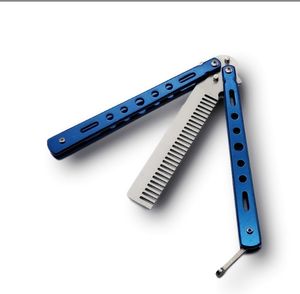 Portable comb Fashion Hot Delicate Pro Salon Stainless Steel Folding Training Butterfly Practice Style Knife Comb Tool