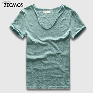 Erkek Tişörtleri Zecmos Marka Erkekler T-Shirt Sade Hip-Hop Fashion Casual XXXL V Yastık Erkek Kısa Kollu Erkek Üst Tier T-Shirtl2405