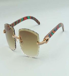 2021 unique designers sunglasses 3524023 medium diamond cuts lens natural peacock wood temples size 5818135mm5944098