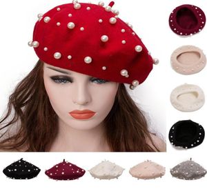 Womens Classic Winter Woll gestrickte Hüte Baggy Caps Mode Sweet Pearl Französische Künstler Baskenmütze Y918135423