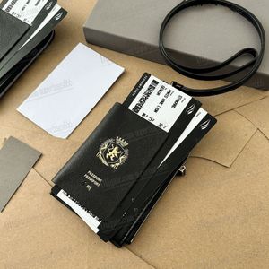 Portador de telefone de passaporte masculino em Black Designer Holder Passport Protection Case Long Cartet 1 Ticket in Black Wallet Key Coin