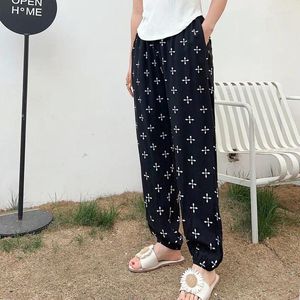 Kvinnor Pants Summer Printe Pyjama Loose Casual Anti Mosquito Polka Dot Air Conditioning Trousers Outfits Harajuku Sleep Homewear