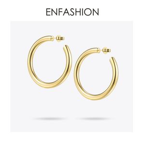 enfashion big hoop earrings solid gold color eternity earings stainkes thele circle for women Jewelry ec171022 J190718787330