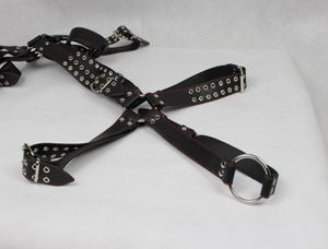 Male Full Body Harness With Penis Rings Men Slave Body Leather Fetish SM Bondage Systemic Set3441708