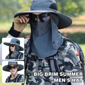 Berets 1Pcs Full Face Cover Fishing Hat Outdoor Sun Cap Summer Protection Wide Brim Anti UV Hiking Women Men