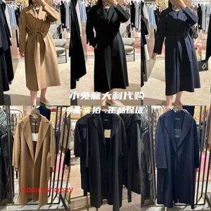 Maxmaras Women Cashmere Coat Tutu tu dai gou klasyczny esturia owiec wełna długa kołnierz lace upnie rjlk