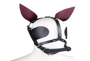 Cowhide Harness Leather Hood Head Horse Mask Dog Bone Mouth Gag Bondage BDSM Sex Games Toy R529028768