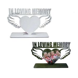 Portão Sublimati Blank Memorial Photo Frame com In Loving Memory Angle Wings Embelezamento Remembrance Picture Simpaty