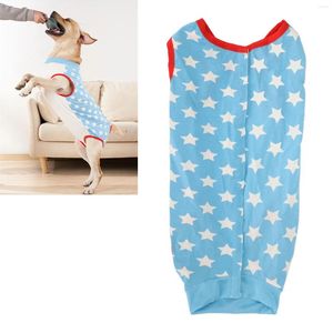 Dog Apparel Recovery Suit Blue Stars Pattern Prevents Licking Cotton Pet Bodysuit For Postoperative