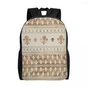 Backpack Custom Pastel Gold Fleur De Lis Women Men Casual Bookbag For School College Fleur-De-Lys Lily Flower Bags