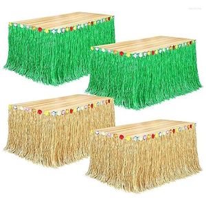 Table Cloth 4Pack Luau Grass Skirt 9 Feet X 29.5 Inch Hawaiian Plastic For Tropical Party Decorations