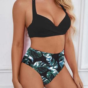 Set da bagno da bagno da bagno Bikini a foglia alla moda con bauli da nuoto in alto bauli sexy bra top asciugatura rapida per l'estate