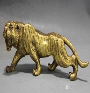 Chinese Fengshui Copper brass Animal Zodiac Year Lucky Tiger Statue9218078