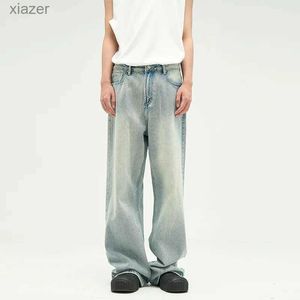 Męskie dżinsy męskie duże zielone splasy w stylu Vintage Y2k szerokości Y2k Spodnie Hip-hop Spodnie Casual Working WX