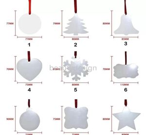 Christmas Sublimation Blank Ornament DoubleSided Xmas Tree Pendant Multi Shape Aluminum Plate Metal Hanging Tag Holidays Decorati6705360