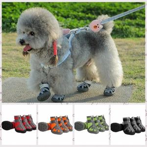 Abbigliamento per cani 4pcs/set scarpe anti-slip riflettenti in gomma per animali