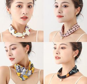 Scarves Silk Scarf Pearl Necklace Thin Style Pendant For Women039s Decoration5069203