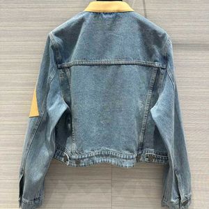 Women's Jackets Designer leather patchwork denim short jacket with a cool and casual wash jacket cardigan spring