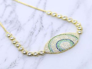 New Fashion Evil Eye Gold Color Round Tennis Bracelet Bangle for Women paved Color cz Adjustable Luxury Jewelry for Wedding Engage7982733